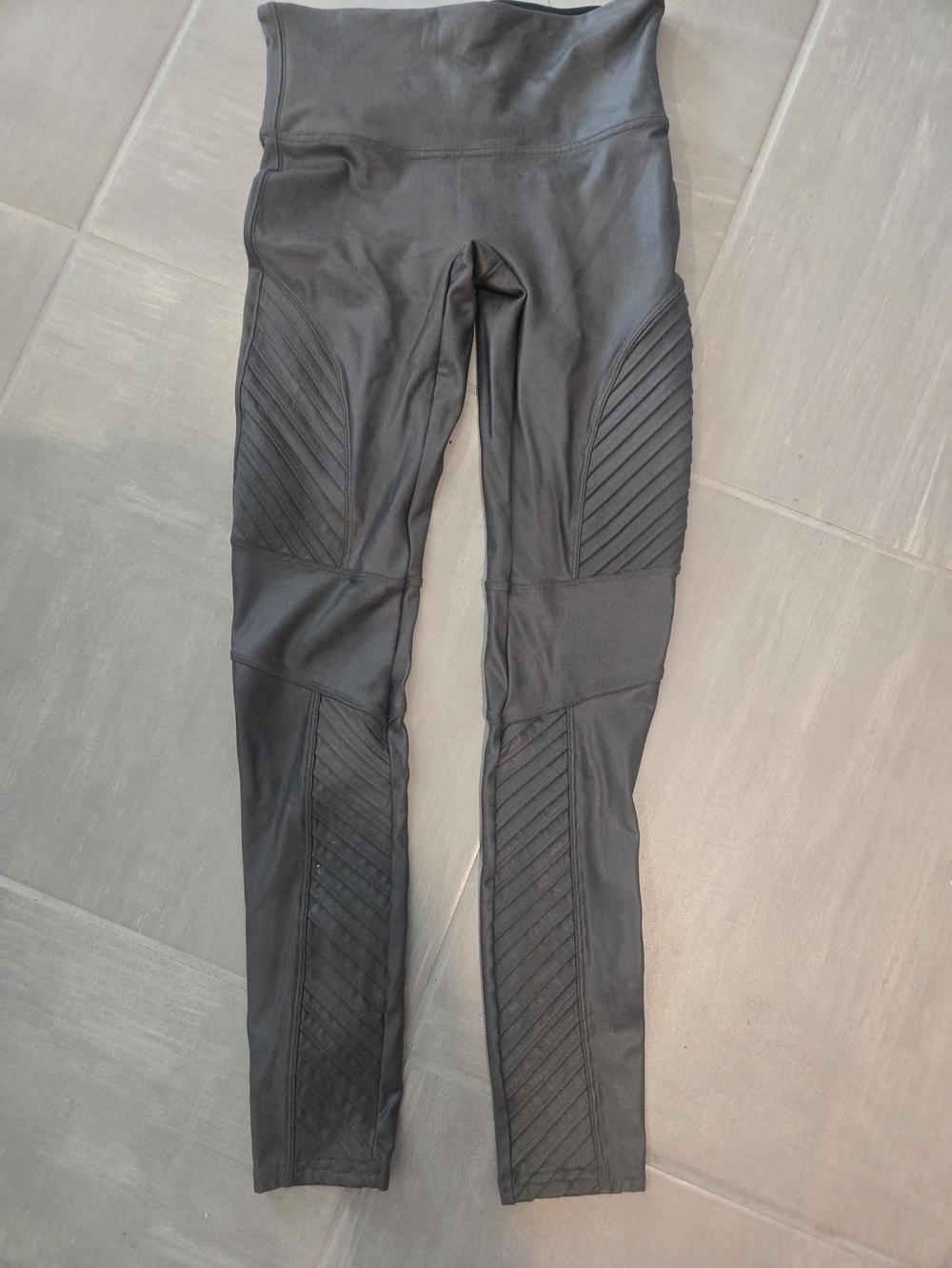 SPANX Gunmetal Moto-Style Leggings